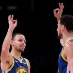 Klay Thompson Instagram - 👌🏽 x 2,974 and counting … Congrats to my bro on becoming the greatest 3 point marksmen in history. This man @stephencurry30 has revolutionized the game and luckily for me I’ve had a front row seat to witness what it takes to do what so many thought was impossible. It all starts with a passion for what you do and this man’s love for the game is second to none . Let’s run these numbers up and keep pushing the game forward big bro. Winter is coming ☔️ P.s. When I need a good laugh I look at your rivals.com profile , the Original SC30 HATERS 😂 #splashbros #yinyang