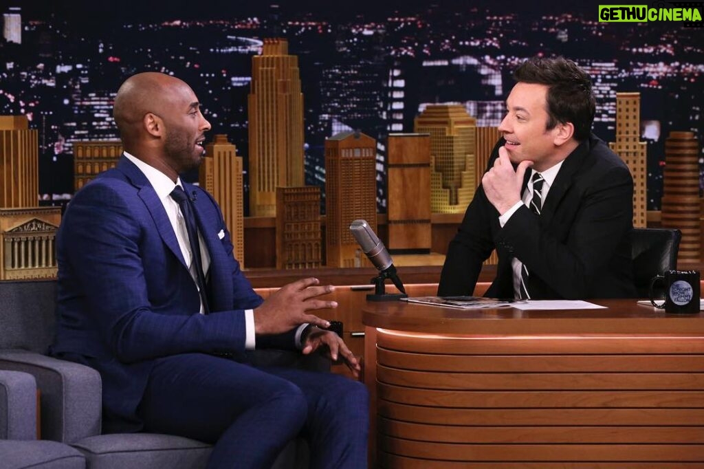 Kobe Bryant Instagram - Thank you @fallontonight for having me! Had fun discussing @Granity’s latest projects including our newest book, The #Wizenard Series: Training Camp. Tune-in tonight at 11:35 ET to watch. The Wizenard Series is available now. Link in bio: bit.ly/kbwizenard (Photo by Andrew Lipovsky/NBC) #GranityStudios