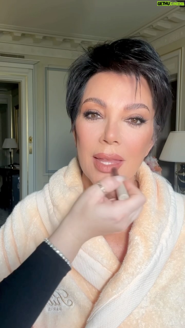 Kris Jenner Instagram - Good morning Paris!!! @nikki_makeup using the @skkn by @kimkardashian classic mattes palette, nude 10 lip pencil and nude 7 lipstick, available NOW!! β₯οΈπ«π· hair by @leajourno SKKN #SKKNbyKim #Paris