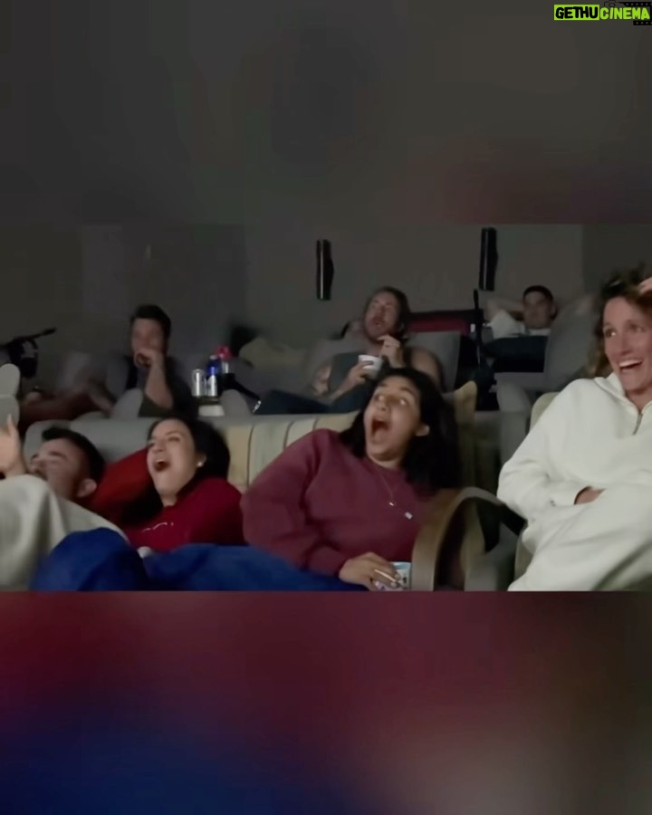 Kristen Bell Instagram - Actual footage of us watching @cocainebear. What a ride!!! @elizabethbanks, thank you so much for this perfect film.