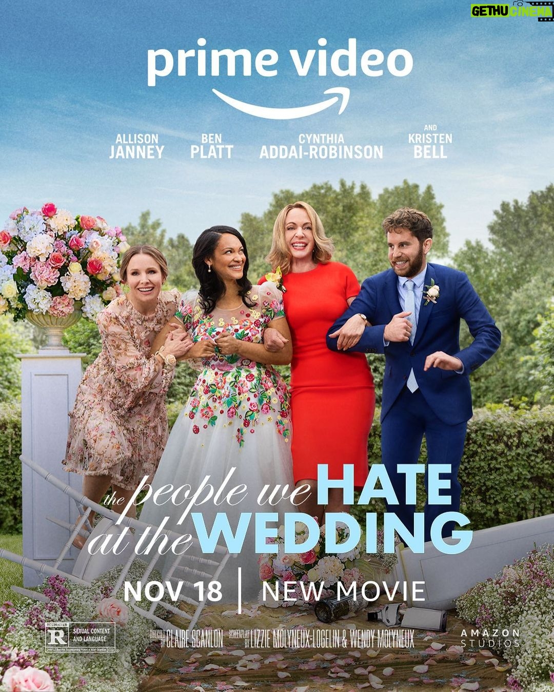 Kristen Bell Instagram - Cheers to love and dysfunctional families! 🥂 #ThePeopleWeHateAtTheWedding is streaming on Prime Video November 18.
