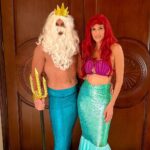 Kristen Taekman Instagram - Happy Halloween 🎃👻 #halloween #la #ariel #disney #kingtriton #littlemermaid #costume #dressup #party #fun #princess Los Angeles, California