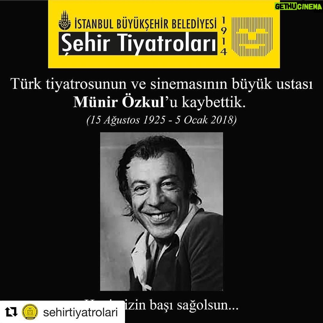 Kubilay Penbeklioğlu Instagram - Cenazesi pazar günü 11:00’da Harbiye Muhsin Ertuğrul Sahnesinden kaldırılacak. Işıklar içinde uyu büyük usta.#münirozkul #büyükustamünirozkul