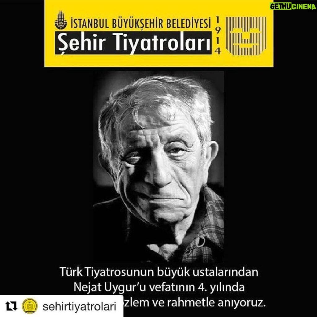 Kubilay Penbeklioğlu Instagram - #Repost @sehirtiyatrolari (@get_repost) ・・・ Türk Tiyatrosunun büyük ustalarından Nejat Uygur’u vefatının 4. yılında sevgi, saygı, özlem ve rahmetle anıyoruz. #NejatUygur