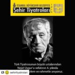 Kubilay Penbeklioğlu Instagram – #Repost @sehirtiyatrolari (@get_repost)
・・・
Türk Tiyatrosunun büyük ustalarından Nejat Uygur’u vefatının 4. yılında sevgi, saygı, özlem ve rahmetle anıyoruz.

#NejatUygur