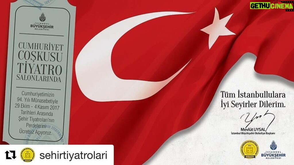 Kubilay Penbeklioğlu Instagram - #Repost @sehirtiyatrolari (@get_repost) ・・・ ŞEHİR TİYATROLARI OYUNLARI 29 EKİM CUMHURİYET BAYRAMI HAFTASINDA ÜCRETSİZ SAHNELENİYOR İstanbul Büyükşehir Belediyesi Şehir Tiyatroları, Cumhuriyetin Kuruluşunun 94. Yılı Kutlamaları münasebetiyle, İstanbullular için ücretsiz olarak sahne açacak. 29 Ekim Cumhuriyet Bayramı haftası boyunca; 29 Ekim 2017 - 4 Kasım 2017 tarihleri arasında, 10 sahnede, oyun ve müzikallerden oluşan 28 oyun, tüm İstanbullar için “Perde” diyecek. https://sehirtiyatrolari.ibb.istanbul/News/Detail/sehir-tiyatrolari-oyunlari-29-ekim-cumhuriyet-bayrami-haftasinda-ucretsiz-sahneleniyor-MTIy Online Rezervasyon işlemleri yarın saat 10:00'da https://sehirtiyatrolari.ibb.istanbul adresinde saat 16:00 itibari ile Şehir Tiyatroları gişelerinden işlem yapılabilecek. #İBB #ŞehirTiyatroları #CumhuriyetBayramı