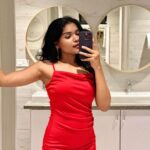 Kusuma Degalamari Instagram - Wrapped in the allure of a vibrant red dress, soaking in the charm of an aesthetic white backdrop. Mirror selfies on point, because every moment is a script waiting to unfold! 🌟📸 #DesiDazzle #MirrorMagic #bollywooddreams #reddress #valentines #red #ootd Red dress, ootd, fashion, instagood, weekend, vibes, red, hot, date, date night, mood