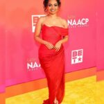 Kyla Pratt Instagram - Last Night was amazing ❤️ #NAACPAwards2023 Hair : @a1hair_ Make up : @ellyway Stylist : @v.msmith Tailoring : @jessa.jacara Dress :  Fatale Angie @fatale.byangie Earrings :Mara Paris @mara.Paris Bracelets and Rings: Le Vian @levian_jewelry Shoes: Vince Camuto @vincecamuto