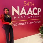 Kyla Pratt Instagram - One more time for this suit 🌹 And my date ☺️ Ma 💋 @naacpimageawards nominee luncheon ❤️🖤 Hair @a1hair_ Make up @makeupbykweli Styled by @v.msmith Suit @cristallini_official Jewelry @sterlingforever Www.naacpimageawards.net Go Vote Now 😜