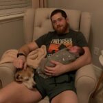 Kyle Greenwood Instagram - Baby Janie’s favorite hobbies include listening to records with Dad. Drinking Mama’s milk, blowing out diapers and getting sniffed on by her Puppy siblings who are very protective. Send coffee please.