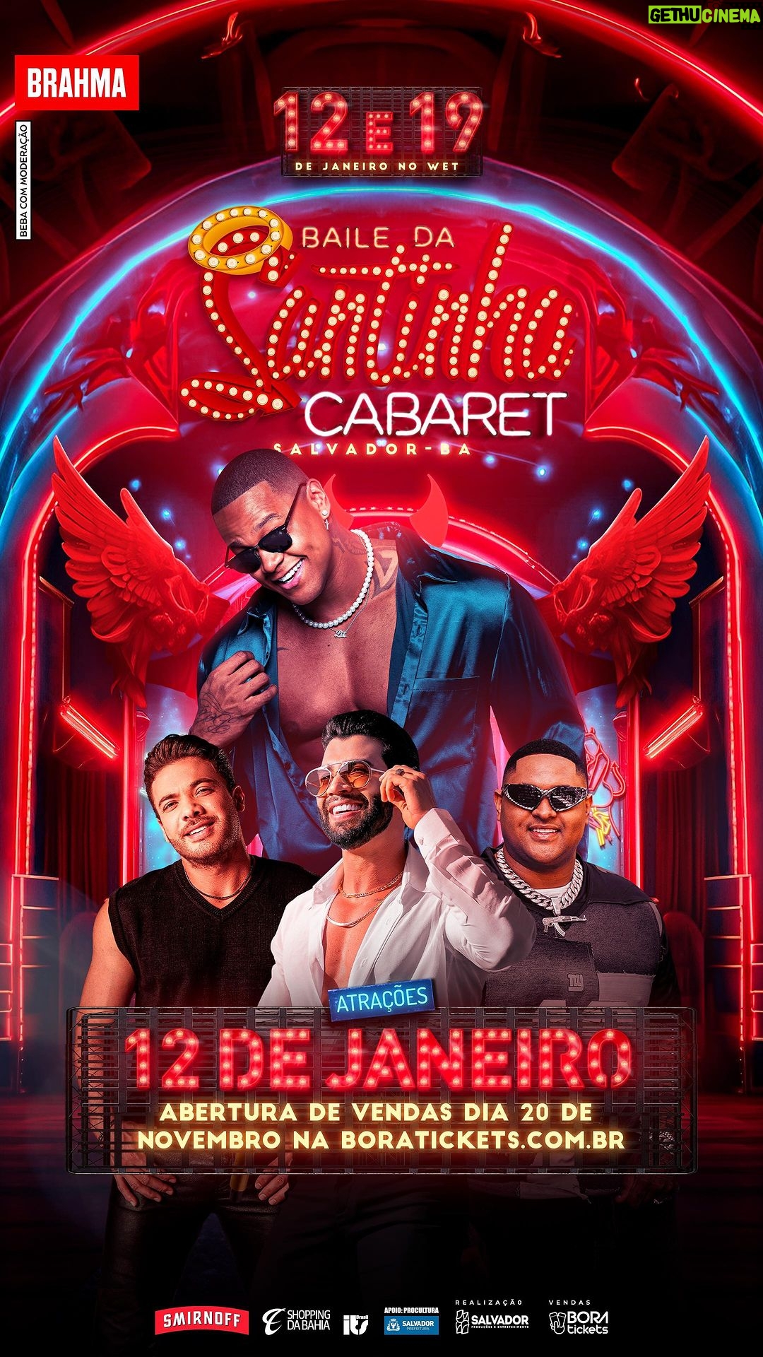 Léo Santana Instagram - É, family… CHEGOU O NOSSO MOMENTO em Salvador/BA 😎🔥 O #BaileDaSantinha se tornou o cabaré MAIS DESEJADO DO VERÃO e nossos encontros estão marcados pros dias 12 e 19 de janeiro no WET. Dia 12.01, além do show do GG até o amanhecer, teremos shows de: @gusttavolima , @wesleysafadao e @kevinochris. Santinhas e santinhos, vocês estão preparados?! #LetsGo 🎟️ ABERTURA DE VENDAS 20.11 NA @boratickets