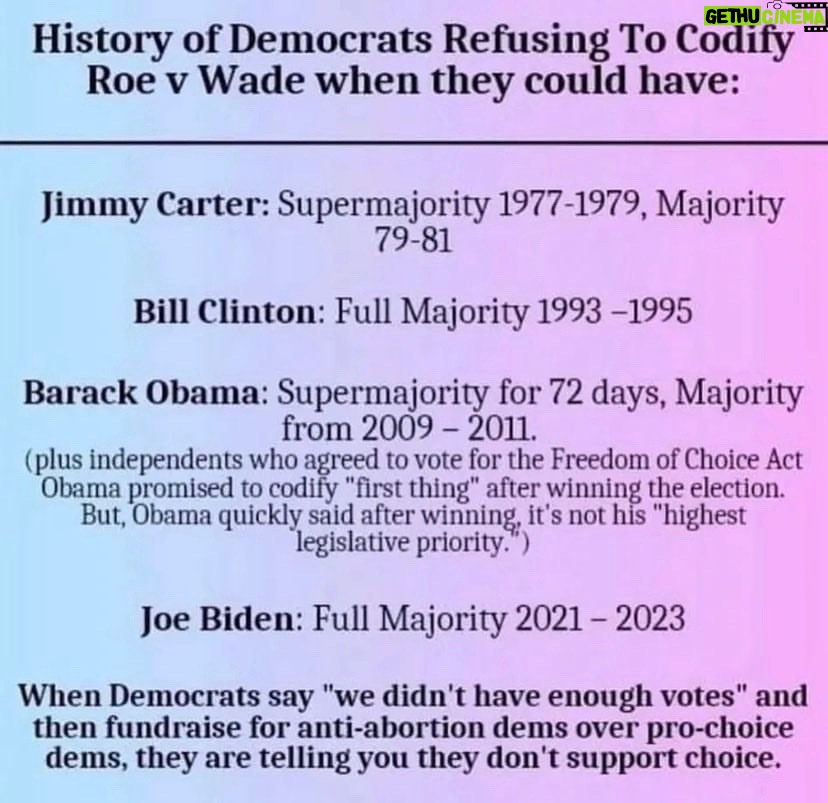 Lady Bunny Instagram - Watched some news on the plane yesterday, and the word is that Dems are gonna shift their election strategy away from “Bidenomics” towards protecting abortion rights. Everyone knows that Republicans want to block access to abortions. So Democrats are left to protect these rights, right? WRONG! While they talk a good game, here’s the Dem track record showing that again and again, they campaigned, as they are doing now, on codifying Roe. Yet in 50 years, they never codified it when they had majorities in the House and Senate. Both Obama and Biden promised to codify it and then did nothing. What an awful position to put women in. Yes, Dems are better on this issue in terms of campaign rhetoric than Republicans. Yet when they win, they don’t get the job done. Women are Dems’ largest voting base. If you don’t protect their rights, what is your actual function? Raising money on their fears of Republicans and abortion access so Dems can win again and do nothing again? As campaign mode Joe said in 2020, vote for him and “Nothing will fundamentally change.”