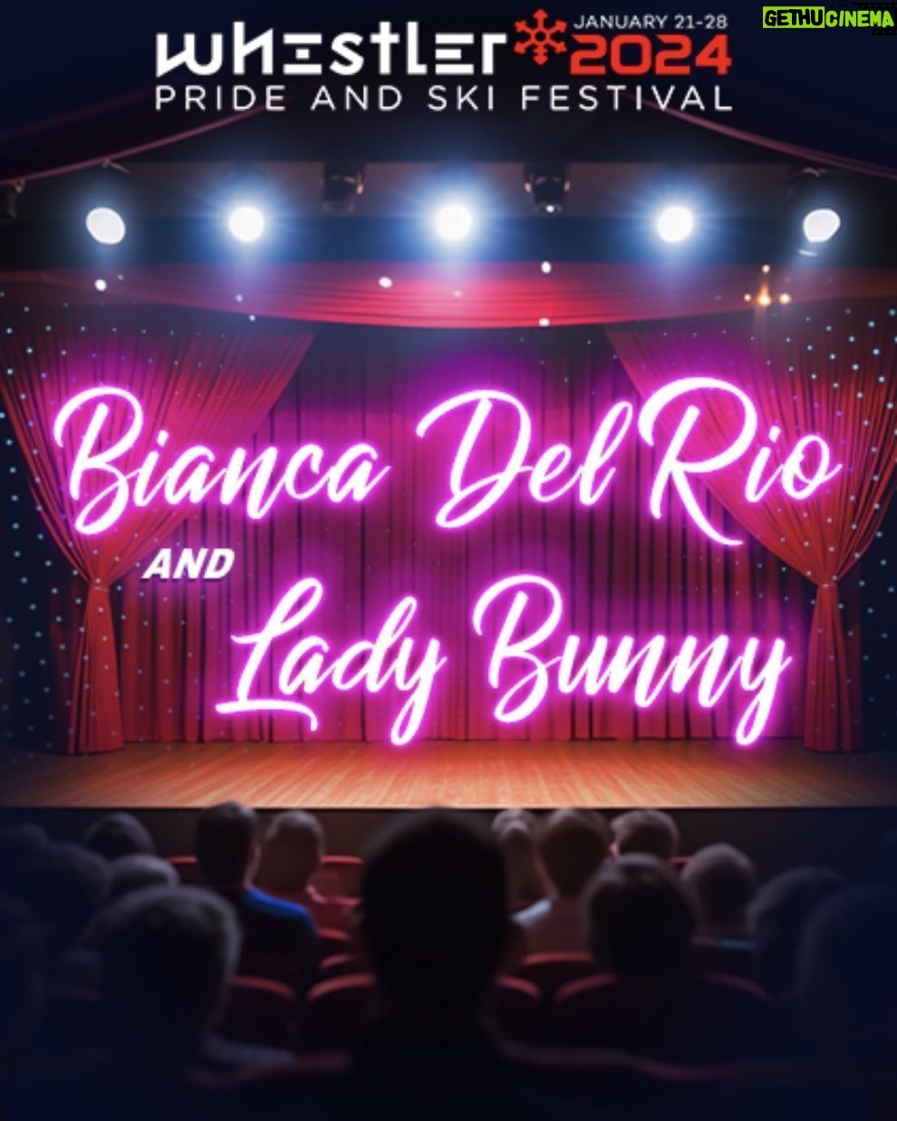Lady Bunny Instagram - This Wednesday night at @whistlerpride with @symonesays68. This is not the first time @thebiancadelrio and I have been on the slopes! See you at 7PM for some double trouble and lotsa laughs. Gonna DJ on Thursday, too!