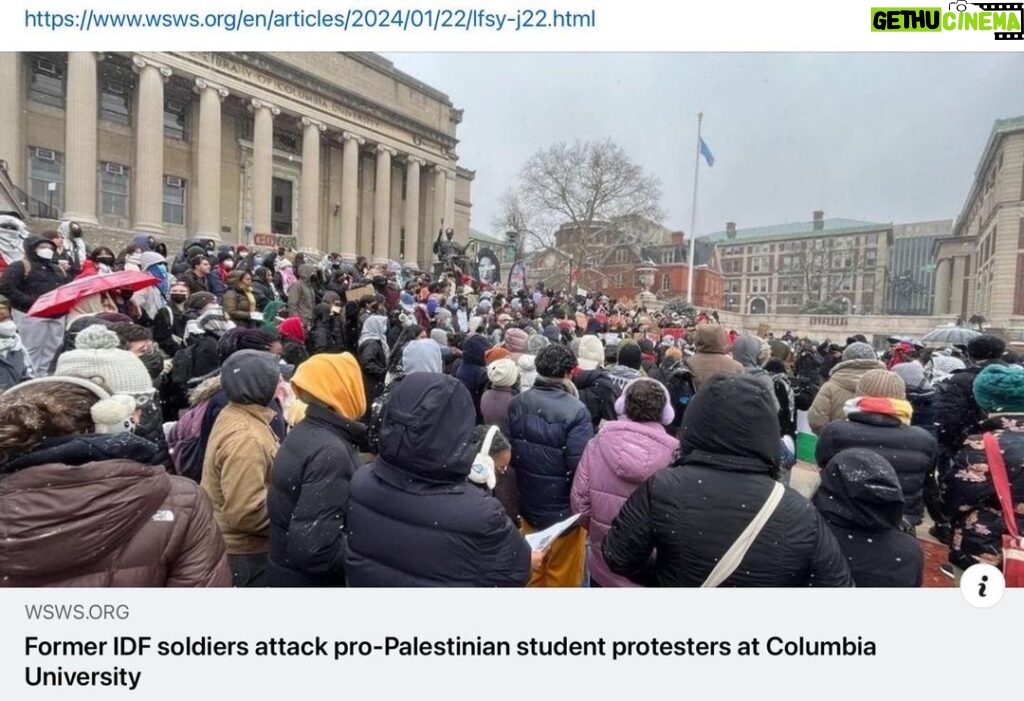 Lady Bunny Instagram - Columbia students and faculty held a pro-Palestinian rally last week. Two students, who were also former Israeli soldiers, wore fake keffiyehs and sprayed skunk water on the group. Because Zionists think they're the chosen people who can get away with genocide, apartheid, torture, illegal weapons, etc, as they steal land, they seem to think they're above the law--and that anyone who wants to stop genocide is a terrorist. This, they apparently think, warrants the use of a controversial crowd control method like skunk water which has also been used in Israel on Palestinians. This is a frightening way for Israelis them to bring their violent, entitled worldview to this country, and the immoral IDF trains US police forces with similar techniques. Because most of our media underplays Israeli's racism and land theft so that both parties can keep financing it, this story has only appeared on WSWS.org and the Columbia school paper. WSWS.org: "Skunk is a malodorant crowd-control weapon used by the Israel Defense Forces (IDF). It was first deployed in 2008 against Palestinian protesters on the West Bank. The military-grade chemical leaves a strong, lingering smell on its targets, which has been likened to that of a “rotting corpse from a stagnant sewer.” While it is marketed as a “non-lethal” form of crowd control, many human rights organizations, including Amnesty International, B’Tselem, the Association for Civil Rights in Israel, Physicians for Human Rights, and the International Network of Civil Liberties Organizations, have denounced its use, describing it as a form of “collective punishment” with torturous and humiliating after-effects that severely impact victims. The manufacturing company, Odortec, sells a special soap to counteract the effects of the chemical, but it is only available to police authorities."