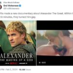 Lady Bunny Instagram - Conservatives are having a mild conniption fit over Netflix’s new Alexander, The Making Of A God. Why? Because it shows the title character kissing a guy, and I guess conservatives like their ancient warrior heroes straight. Just one problem, alpha males! Alexander has been rumored to be gay or bi since antiquity! In fact, anal sex is widely known as “Greek” because bisexuality was common in Ancient Greece. Don’t get mad because common knowledge passed you by. Is your masculinity so fragile that historical accuracy is a bad thing? You tuned in thinking it would be real men killing people instead of a sissy and what made it really made you bad because it’s Super Bowl weekend? Have a Bud light and chill, dudes! PS: I have some more disappointing news for you: The Village People were gay, too!