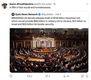 Lady Bunny Instagram - Your government does not care about you. This is clear proof. If you think the USA is a force of good on the globe, you’ve been sleepwalking while reading war propaganda as news—since Vietnam! Show me one program for Americans both parties fight do hard for.  I’m waiting…

Over the last few years, I’ve criticized Biden and his defenders say “We can pay to help poor and homeless people AND fund a war.” Maybe we technically can, but we don’t. Because of two political parties based on greed.