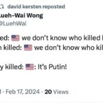 Lady Bunny Instagram - 2 hours ago, Navalny’s body had not even been returned to his spokesman. No autopsy has been performed to indicate cause of death. Yet all of our news media is hinting that Putin killed him. Possibly! But just like the beheaded Israeli babies, so far there’s no proof in these allegations. Anyone can claim anything. I could claim that I’m the most beautiful drag queen alive, but claims without evidence are mere speculation. If you think of Navalny in heroic terms, you’ve already been propagandized into thinking he’s some sort of an anti-Putin hero. Well, he was anti-Putin, but it’s simplistic to assume that everyone against Putin is an ally when most of what you’ve read about him in Western media is misleading. Did you know that Navalny was an far-right neo-Nazi? Do you think that either they (or Putin) are pro-gay? Not a chance. Navalny was a white supremacist with a heavy side of Islamophobia. See, with a little more knowledge, the plot thickens. Hero is not a word to describe Navalny. If you think it is, and his cause-of-death makes you want to take down Putin even more, the propaganda has worked. All of US mainstream media is war propaganda. It took me many years to learn that. In this case, we’re being told to assume that Putin killed Navalny. Why? Because our media likes to create heroes which are in line with our military objectives—just like you’ll learn eventually that Zelensky is less hero than NATO puppet. (At NATO’s urgings, Z abandoned a peace talk when Boris Johnson told him to in April. Think of the Ukrainian lives we wouldn’t have lost if NATO didn’t seek eternal war.