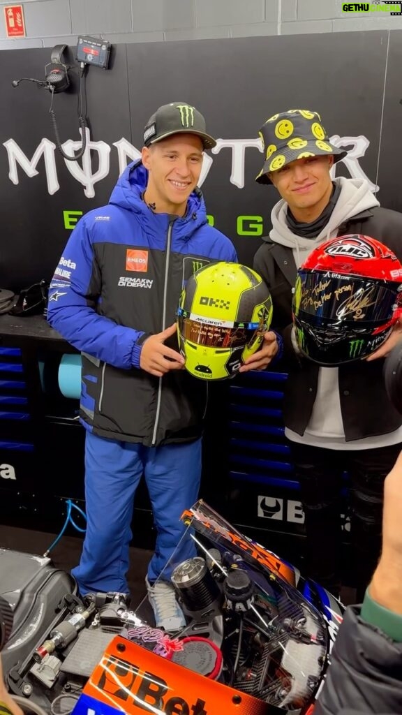 Lando Norris Instagram - Real talk: we all want that bucket hat 😍 Thanks for the visit @landonorris 🤗 #MonsterYamaha | #MotoGP | #BritishGP Silverstone