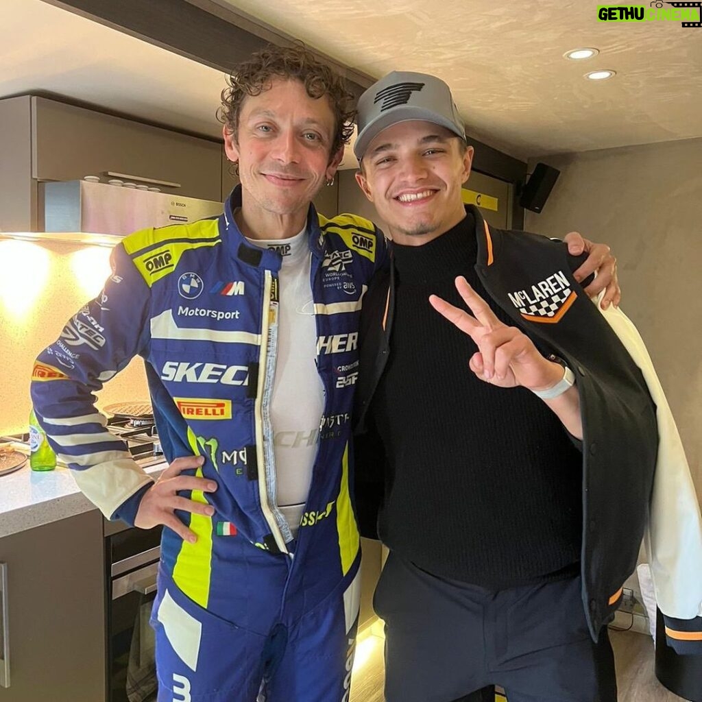 Lando Norris Instagram - Reunited with the goat @valeyellow46 Brands Hatch Racing Circuit