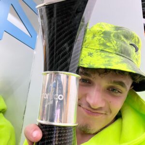 Lando Norris Instagram - P2 and a 🏆 at my home race!!!!! ❤️ you guys are crazyyyyyyyyyy 💙