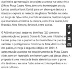 Larissa Luz Instagram - Vem Carnavaaaal!!! Esse ano vou fazer uma circulação nos palcos que estou chamando de Atlânticarnaval ! Em cada show vou trazer um recorte da música preta brasileira e universal: rap com @karolconka , Reggae com @ministereopublico , uma reverência as cantoras pretas poderosas , e os blocos afros em releituras futuristas! Além disso vou participar do trio da banda que eu gosto: @baianasystem ! Vai ter figurino de @meninosrei , @alexandre_dos_anjos , hayrstyling de @edemilsonandradee e muita energia! Vamos em todos!? Vem navegar! 🥰🩷🍃⚡️ 📸 @caiolirio Figurino: @meninosrei Make: @soujadealves Hair: @edemilsonandradee