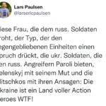 Lars Paulsen Instagram – Kein Fan von so nationalistischem Gefasel, aber der Gedanke hat mich kurz glücklich gemacht und in diesen Zeiten muss man sich mit Gedanken, die einen kurz glücklich machen, glücklich machen. Aber genauso die Leute, die in Russland oder Belarus gegen den Krieg demonstrieren: Wie kann man so heldenhaft sein?! 🇺🇦❤️🇷🇺