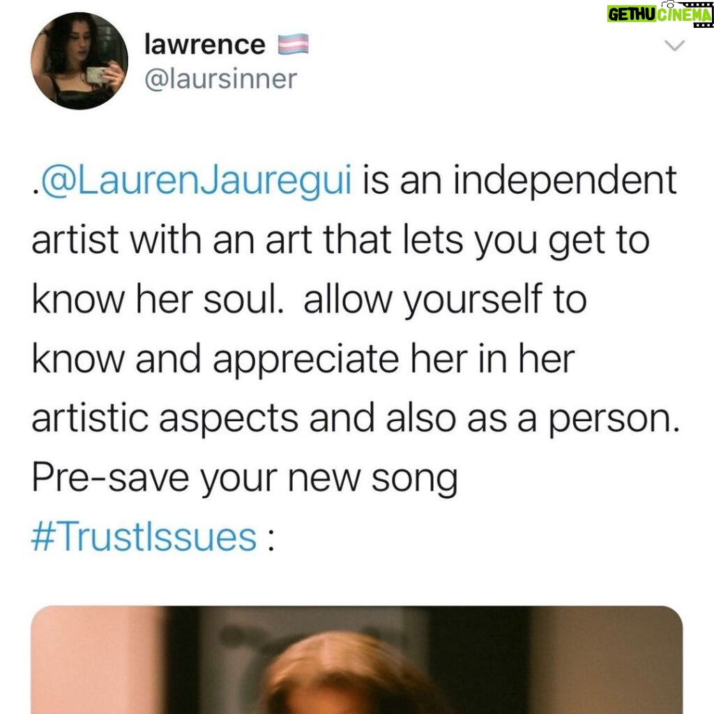 Lauren Jauregui Instagram - So many of you have shared such funny/beautiful/excited thoughts and feelings about receiving #TrustIssues tomorrow which is really MIDNIGHT TONIGHT!! Who’s pre-saved it? And if you haven’t wtf are you doing? Lol go do that right now LOCA (link is exactly where you think it is) (the bio for those of you with poor reading comprehension skills) LOVE YOU AHH #TRUSTISSUES IS ALMOST HERE!! Also feel free to comment why you have trust issues below in the comments👇🏼🥰