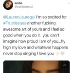 Lauren Jauregui Instagram - So many of you have shared such funny/beautiful/excited thoughts and feelings about receiving #TrustIssues tomorrow which is really MIDNIGHT TONIGHT!! Who’s pre-saved it? And if you haven’t wtf are you doing? Lol go do that right now LOCA (link is exactly where you think it is) (the bio for those of you with poor reading comprehension skills) LOVE YOU AHH #TRUSTISSUES IS ALMOST HERE!! Also feel free to comment why you have trust issues below in the comments👇🏼🥰