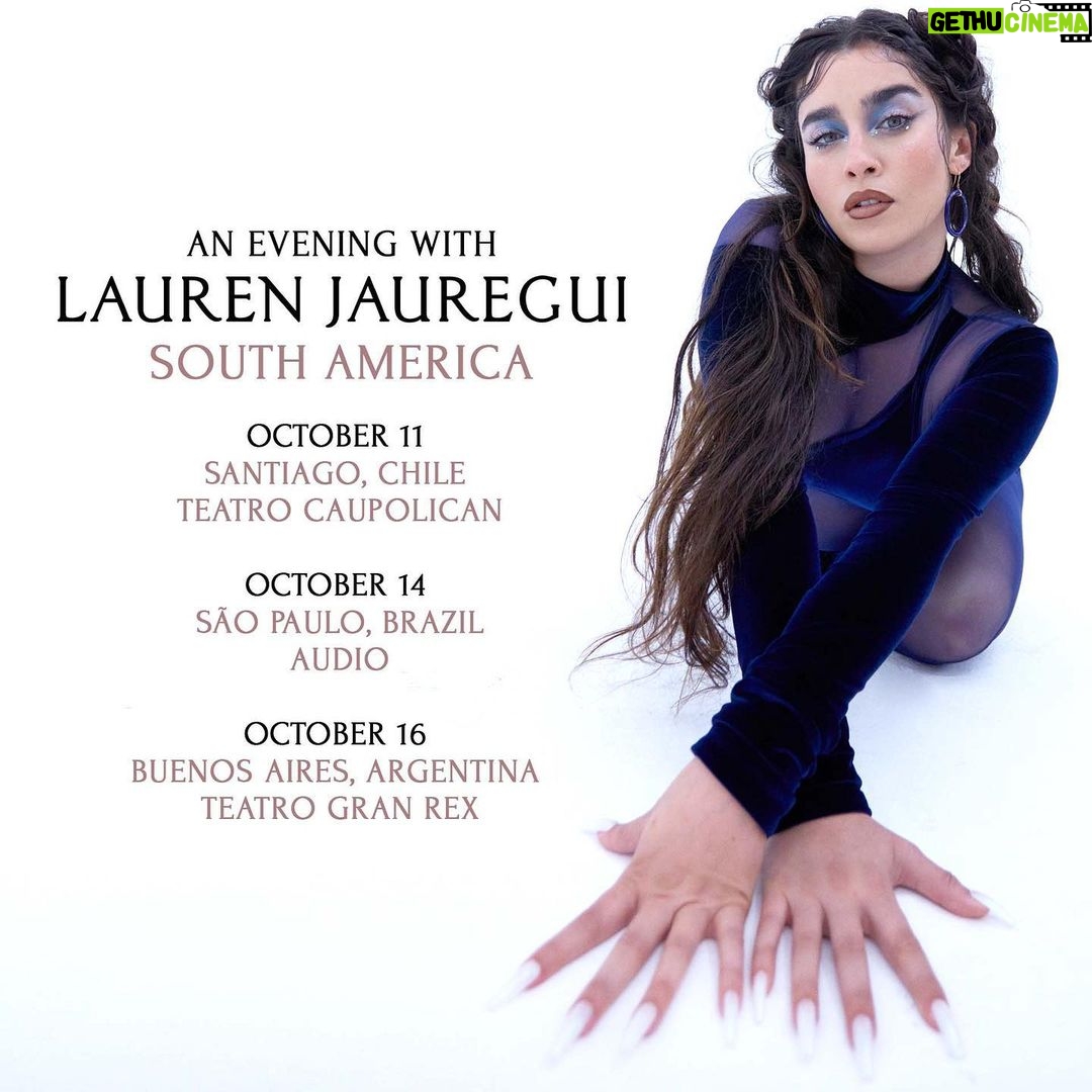 Lauren Jauregui Instagram - Okaaaay! Cada día ustedes me preguntan, “y Lauren, SA pa cuando?!” BUENO ha llegado la hora bebes🥹🤍✨ Chile, Argentina, Brasil!! Nos vemos en Octubre😘 solo pensar en ver sus caras en vivo me tiene EMOCIONADA. YAYYY quien viene?!