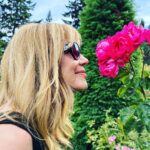 Leeza Gibbons Instagram - I can't resist the obvious...sometimes you really DO have to stop and smell the roses. Believe it or not, this was not a posed photo moment...just a nanosecond of being 100%grateful and present. Wishing you many moments of the same. #smelltheroses #beingpresent #rosegarden #nature Japanese Gardens Portland Oregon