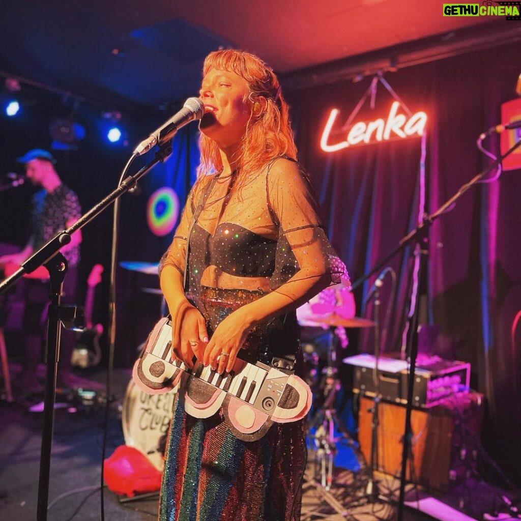 Lenka Instagram - Thank you Sydney for the perfect show to end this tour! So special to have friends and family there too to enjoy my last show for 2023. Thanks to my amazing band @davejenkinsjr @bnjmncrbtt @r_m_james and @jeffeofficial for being a lovely opening act and to @craftmusicagency for putting together this run… Amazing rainbow skirt by @frankies_melbourne Photos by @electricdna 🌈💋🌈💋🌈💋🌈💋 The Great Club