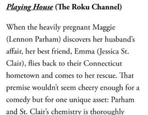 Lennon Parham Instagram - Feel good this winter and watch Playing House on @therokuchannel roku via @theatlantic @stclairjessica ❄️🏡 🥰
