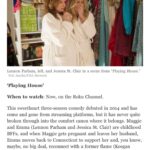 Lennon Parham Instagram - PSA: “Playing House” is now streaming on the @therokuchannel for your comfy cozy weekend viewing. And why did this review in the @nytimes make me cry? Thank you, Margaret Lyons. It is so meaningful to me (and I know @stclairjessica ) that people continue to find comfort in this show. 🏡