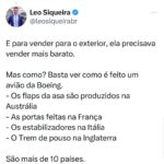 Leonardo Siqueira Instagram - Claro que há outros motivos do porque a Embraer é relevante! Mas, sem dúvidas, isso explica grande parte do seu sucesso!