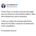 Leonardo Siqueira Instagram - Claro que há outros motivos do porque a Embraer é relevante! Mas, sem dúvidas, isso explica grande parte do seu sucesso!