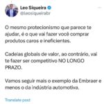 Leonardo Siqueira Instagram - Claro que há outros motivos do porque a Embraer é relevante! Mas, sem dúvidas, isso explica grande parte do seu sucesso!
