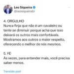 Leonardo Siqueira Instagram - No mundo em que ter sucesso é ser famoso por dancinha no TikTok. Ou que muitos desistiram de SER e preferem apenas TER, quais valores você vive pra si? Quais valores você quer passar para a sua família? 13 LIÇÕES DE UM CAVALEIRO é um guia pra quem quer viver uma vida de verdade!