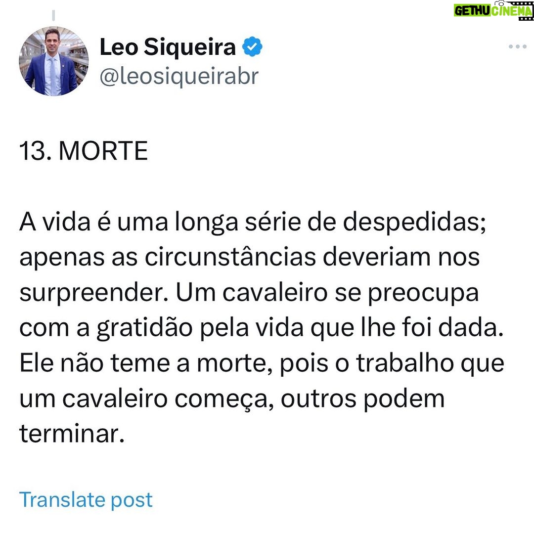 Leonardo Siqueira Instagram - No mundo em que ter sucesso é ser famoso por dancinha no TikTok. Ou que muitos desistiram de SER e preferem apenas TER, quais valores você vive pra si? Quais valores você quer passar para a sua família? 13 LIÇÕES DE UM CAVALEIRO é um guia pra quem quer viver uma vida de verdade!
