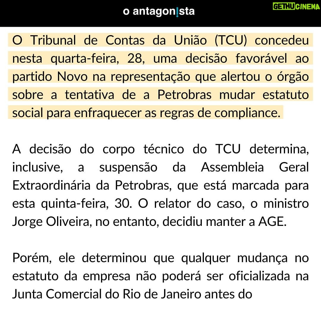 Leonardo Siqueira Instagram - Trabalha y Trabalha! Não deu nem 1 ano de mandato. Já afastamos sindicalista da Previ. Já aprovamos Projeto de Lei. Já pedimos afastamento de conselheiros da Petrobras. Já passamos o rolo compressor nos populistas! Isso que somos Deputado Estadual ainda.