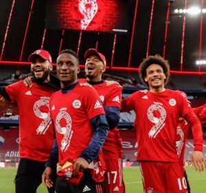 Leroy Sané Instagram - Championship vibes 🔥 Proud about my first Bundesliga title with @fcbayern! #DeutscherMeister #inSané