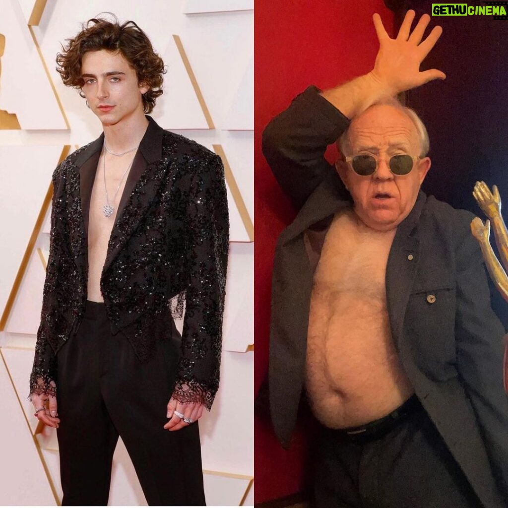 Leslie Jordan Instagram - Who Wore It Better? It’s not attractive on me so I’ll leave this look to @tchalamet. 😂😂
