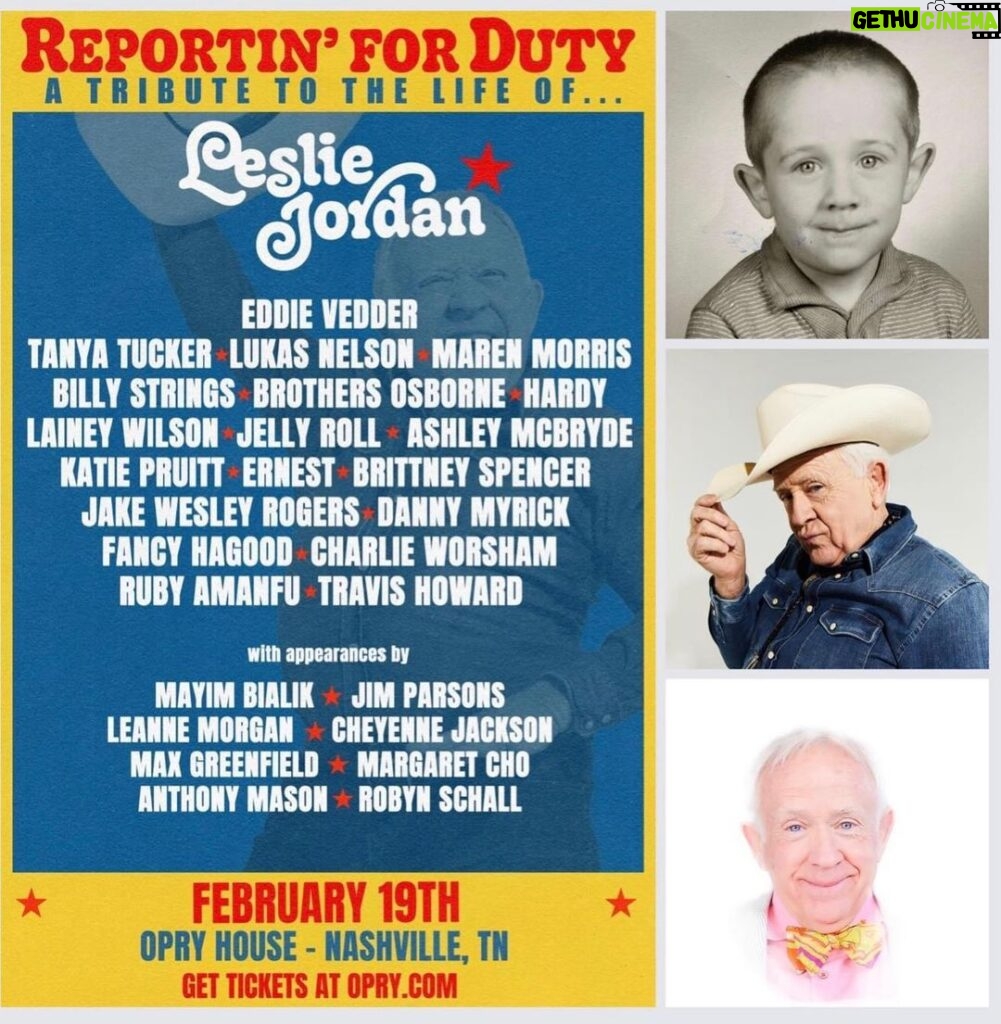 Leslie Jordan Instagram - Link in bio. It’s going to be a magical night celebrating our sweet Leslie and raising awareness and funds for @ebresearch. You won’t want to miss it. We are trying to bring this to broadcast in the future — fingers crossed. #lovelightleslie