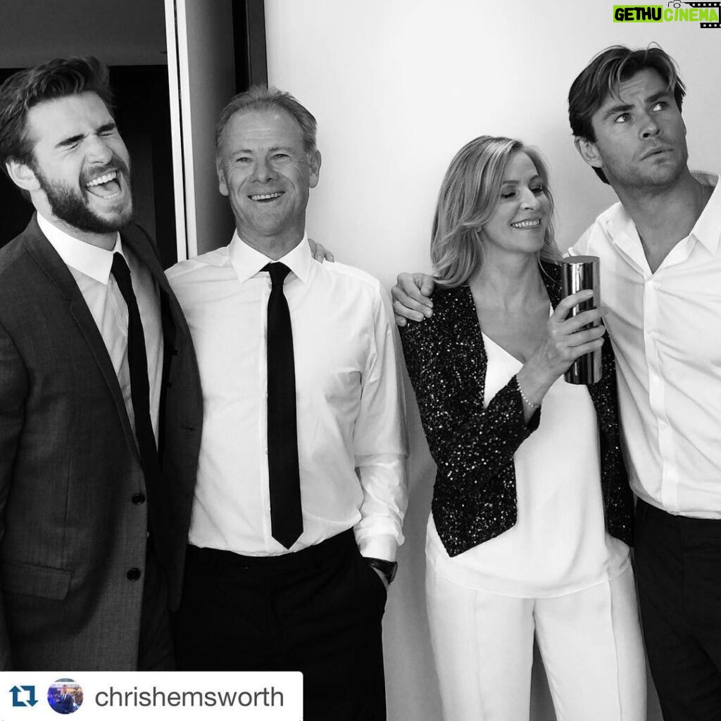 Liam Hemsworth Instagram - Another strange family portrait to add to the mix. #dressmaker #premier #wheresluke?