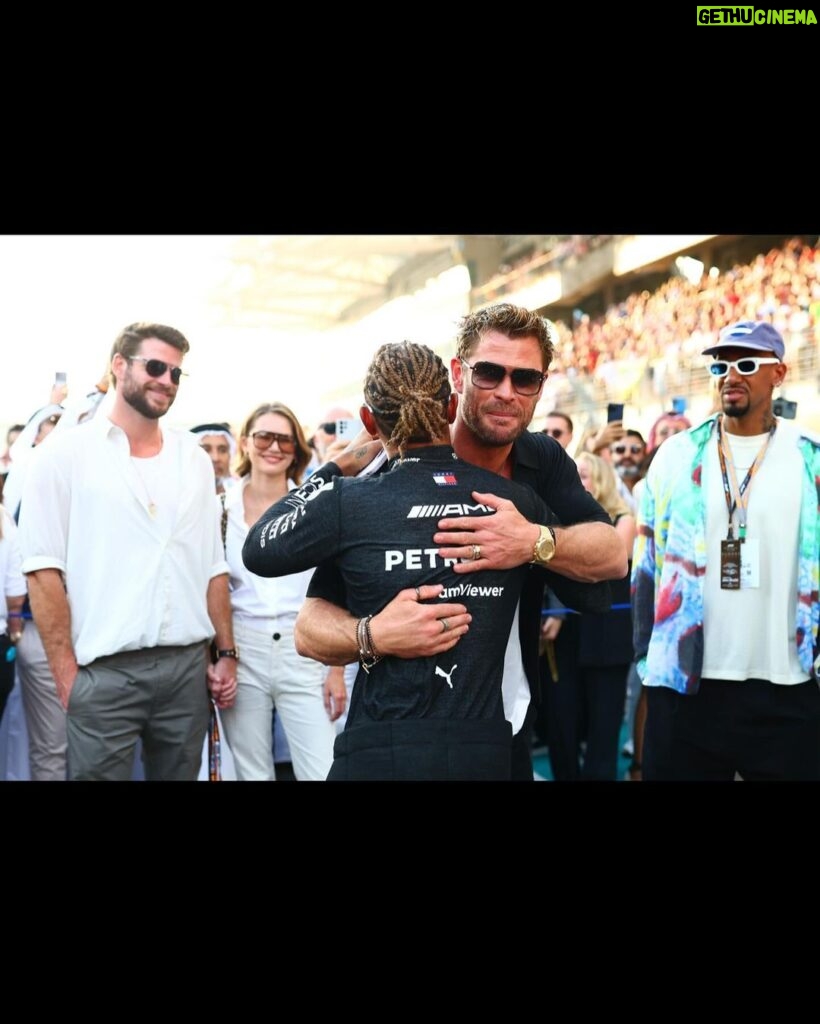 Liam Hemsworth Instagram - Had an awesome day at #AbuDhabiGP ! Walking the grid before the race was wild! Big thanks for having us all. Looking forward to the next one! ☝️