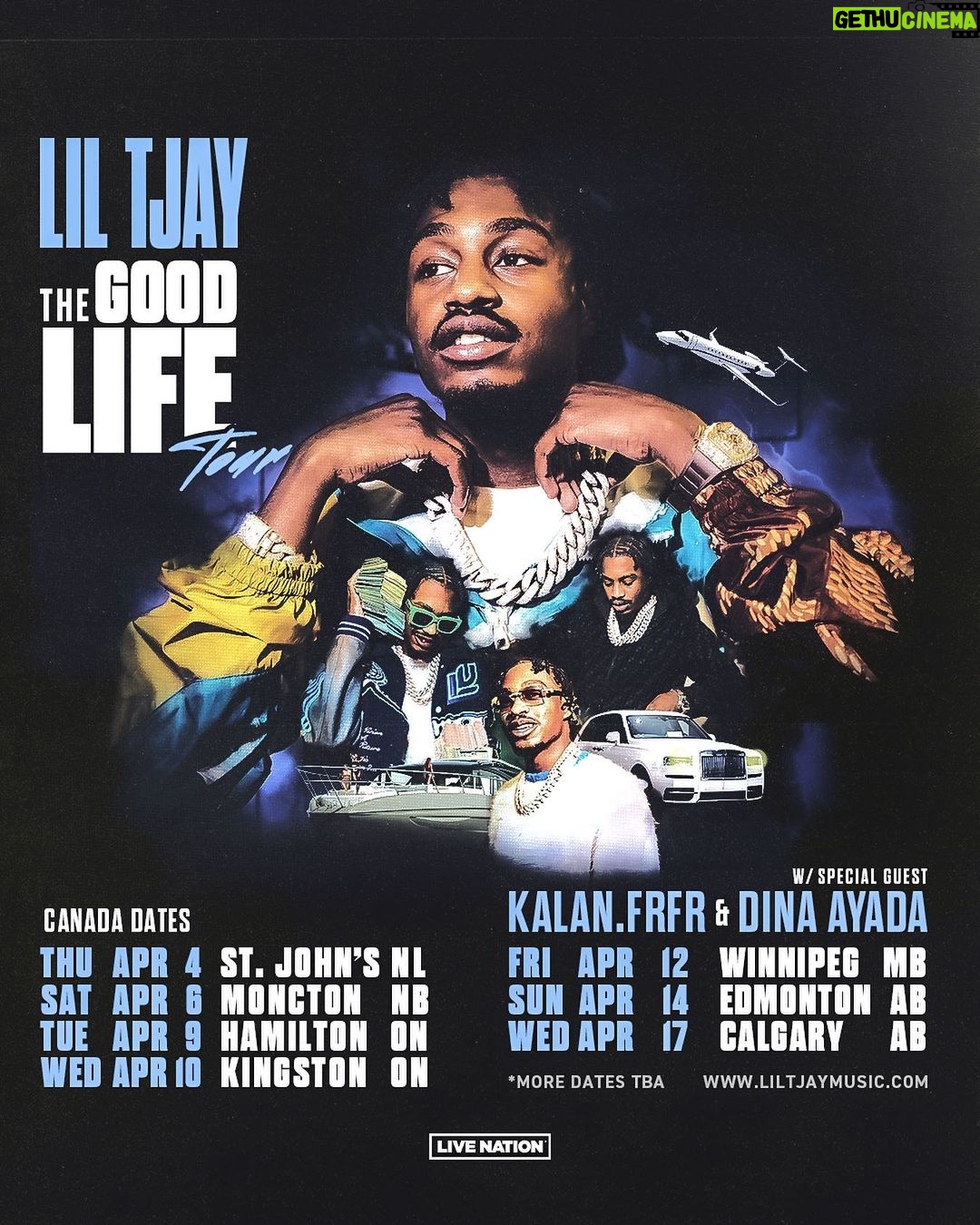 Lil Tjay Instagram - “Canada im back… 🥳 GO GRAB YO TICKETS BEFORE THEY ALL GONE! #thegoodlife 🍾✈️🛥️”