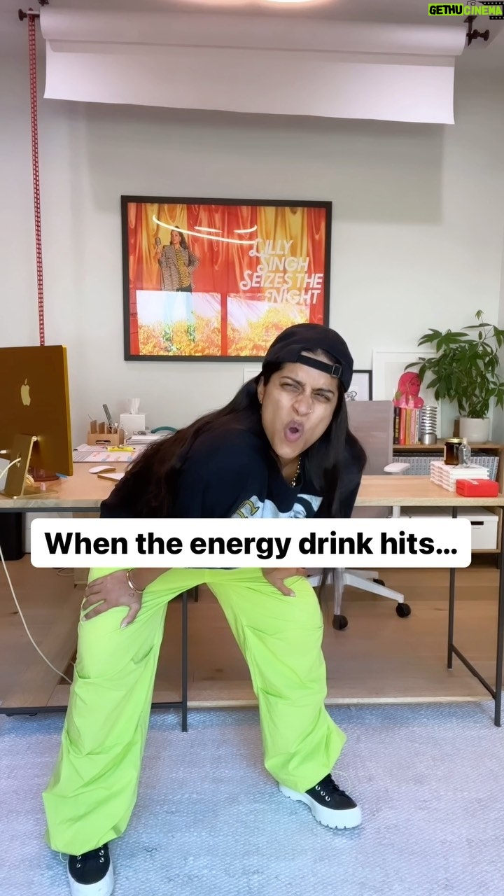 Lilly Singh Instagram - To be honest, this is me even without caffeine. 😂 I shot this video before I left for my trip and it feels appropriate to post because I’m currently horizontal and jet lagged in Mumbai. It’s okay, give me two hours and I’ll be at this level again 🔋 I am a naturally high energy person and I won’t lie, it’s both a blessing and a curse. A blessing because my energy allows me to have a very strong drive towards accomplishing my goals (both professional goals like projects and personal goals like mastering Catan). I can lock in and work for hours with laser focus. Usually when someone is sitting beside me while working, they don’t believe I’m actually typing for real because of the speed at which I’m operating. And usually saying things like this will evoke a response out of people that labels this speed and energy as problematic and something to be fixed, but here’s the thing. Even physically, I’m very energetic with my movements and facial expressions. My hands move a lot when I talk, I act a fool on the dance floor and I have a complex where I think everyone walks slow lmao. And I’m usually always apologizing for that in the form of “sorry, am I being loud? Sorry, I’m just so excited!” but I’m deciding I want to stop apologizing for a natural part of myself. This is just who I am! People always assume I must be tired, stressed and absent, and therefore unhealthy. I get their POV as I do a lot, travel a lot, work a lot, come up with new ideas a lot, etc. But to be honest, even if I’m wide awake and completely present, I hear “you must be so tired!” But that’s a projection. And we don’t usually hear these comments made towards men, because their drive makes them hustlers. The reality is I also rest a lot, reflect a lot and wind down a lot. So hear me when I say, my energy isn’t a facade or act, it’s naturally part of who I am and I love it so much. It works for me. I feel completely at peace doing all that I do. And when I need to slow down, I plan accordingly and I do. But if not, you’re getting hustler Lilly and I ain’t ashamed of it! Shoutouts to my Tamil people. I grew up with this music and it’ll always be in my heart and the best pick me up! ❤️