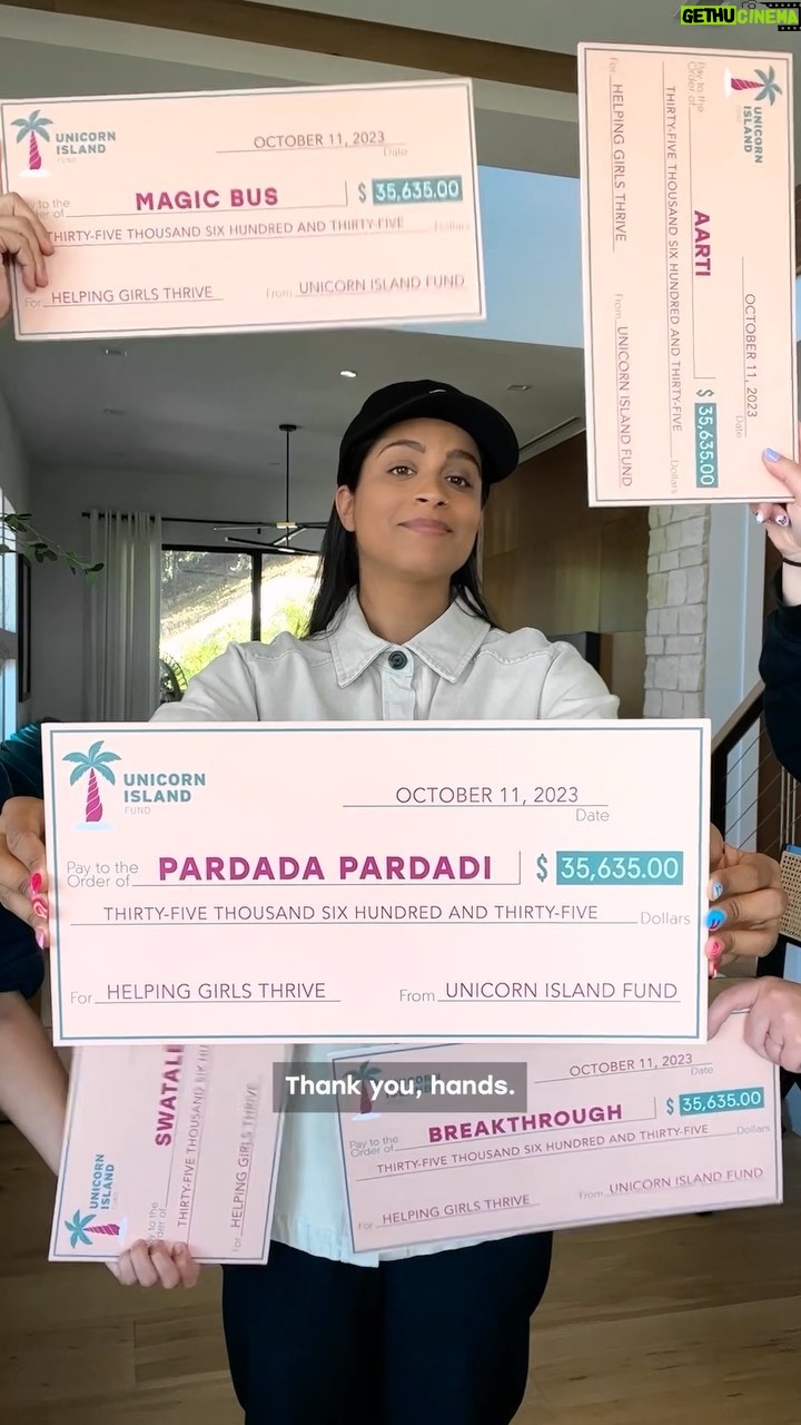 Lilly Singh Instagram - We’re writing checks ✍🏽💰 @unicornisland Thanks to your generous support of my Birthday campaign, we raised $178K to support 5 community-based organizations in India. This is multiple times bigger than what we raised and donated last year. This is the energy 👏🏽 As promised, today on #dayofthegirl, I am excited to announce Unicorn Island Fund’s 2023 grantees. Aarti, Breakthrough, Magic Bus, Pardada Pardadi and SwaTaleem share our vision and belief that every girl should be able to learn, thrive and live life without limits. Our grants to these organizations make this a reality for so many more girls in India. A little more about these extraordinary organizations: 👧🏽 Aarti provides a home for orphaned and abandoned girls, preserves their childhoods and helps educate and guide them towards a secure future. 👧🏽 Breakthrough works to create a cultural shift in India that makes discrimination and violence against women and girls unacceptable. 👧🏽 Magic Bus helps young girls in India complete high school, delay their age of marriage and learn critical life skills to break the cycle of poverty.
👧🏽 Pardada Pardadi develops girls in rural India into confident young women through education, employment and empowerment. 👧🏽 SwaTaleem creates thriving school communities for girls belonging to some of the most underprivileged communities in India. 3 of these organizations are repeats from last year and 2 of them are new grantees. But want to know what’s amazing? All 5 of these community-based organizations were introduced to Unicorn Island Fund by YOU... our community. Thank you for your recommendations! Please continue to bring us organizations and people who are moving the needle when it comes to gender equality and make sure you follow @aartiforgirls, @inbreakthrough, @magic.bus, @pardadapardadi and @swataleem_ngo. Thank you again! Let’s keep working 💜 #UnicornIslandFund #UIF