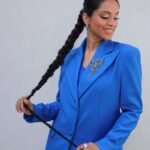 Lilly Singh Instagram - Moorni banke 🦚 A successful day of @themuppetsmayhem press in LA, while rocking this beautiful @csiriano suit. Filled with gratitude 💙 Los Angeles, California