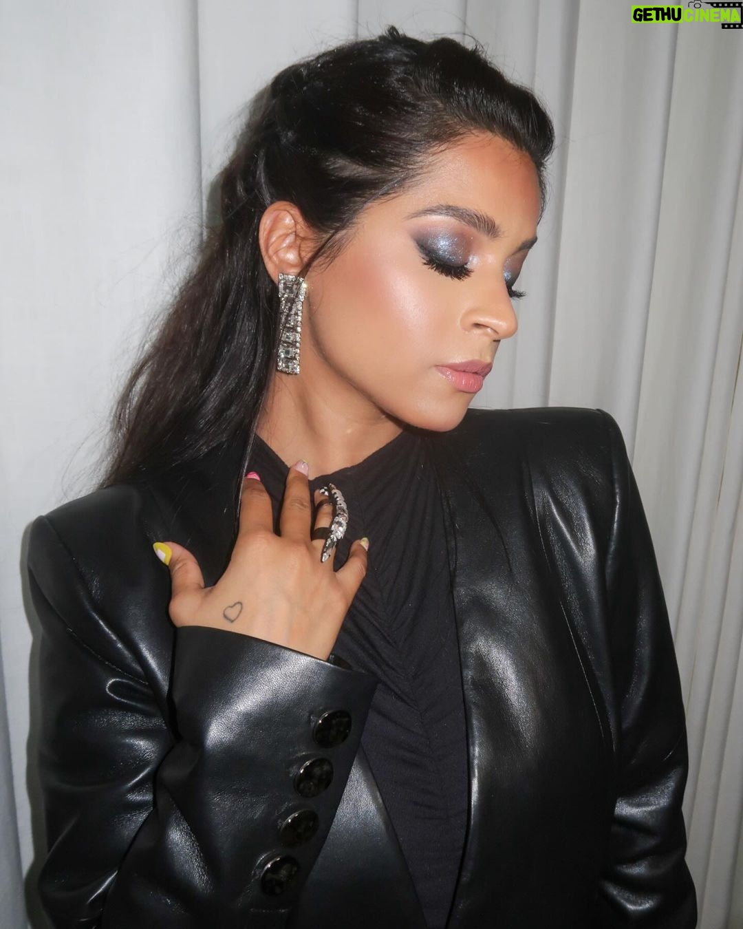 Lilly Singh Instagram - Skrt skrt ✨ Thank you @iamstevent for a lovely Grammys experience. And double thank you to @billieeilish for the epic after party (at which not only did people actually dance, but there was actually food). God bless. Fit: @AsbyDF Shoes: viron_world Jewelry: @houseofemmanuele Styling: @desireemorales Make Up: @aaronpaulbeauty Hair: @kattthompson Fit + shoes are fully sustainable. We love a cute environmental moment.