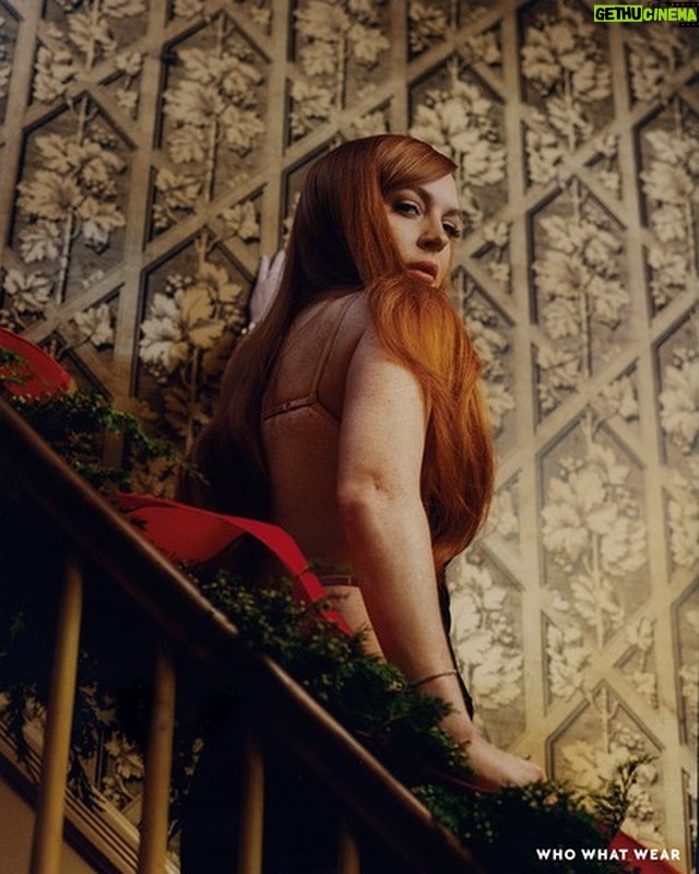 Lindsay Lohan Instagram - Had a very festive time at this shoot with @whowhatwear 🥰💕🥰 Styling: Sportmax Dress, Pomellato Necklace & Bracelet, and Stuart Weitzman Shoes. Team Credits: @whowhatwear Photographer: Jingyu Lin / @jingyulin_ Stylist: Lauren Eggertsen / @laurenegg Makeup Artist: Kristofer Buckle / @kristoferbuckle Hair Stylist: Danielle Priano / @daniellepriano Manicurist: Elle Gerstein / @enamelle Set Design: Selena Liu / @_selena.liu DP: William Du / @wirriamwu Executive Director of Creative: Alexa Wiley Entertainment Director: Jessica Baker / @jbake21 Writer: Evan Ross Katz / @evanrosskatz